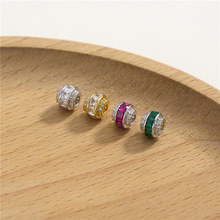 S925纯银锆石隔珠绿钻路路通DIY串珠水晶珍珠项链手链散珠配件