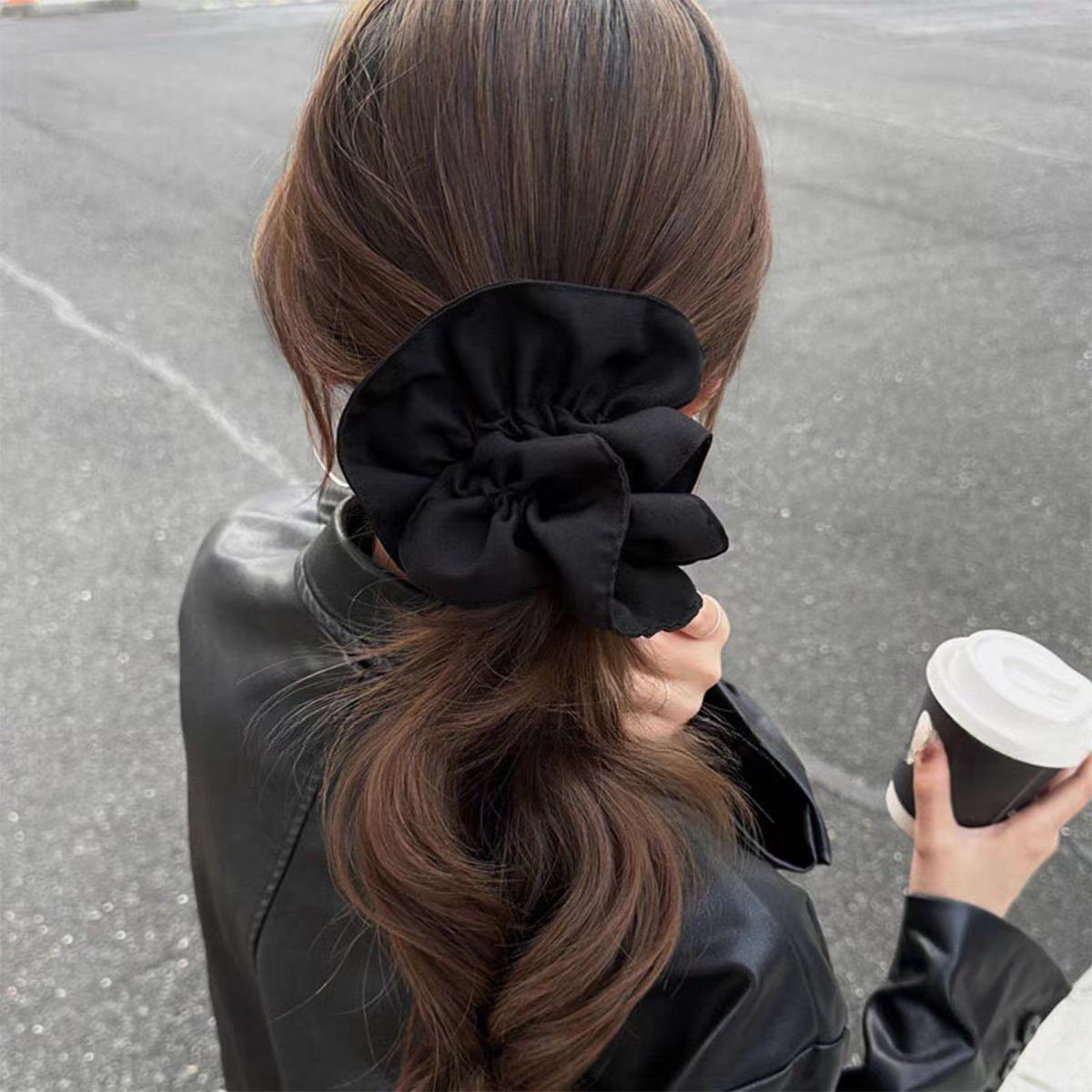 Elástico de cabelo plissado 4 camadas para mulheres_voghion.com