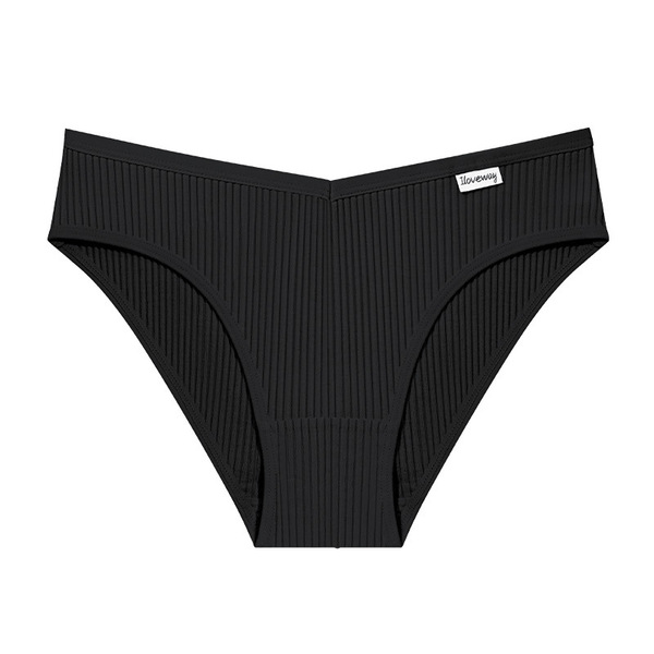 Cross-Border New Women's Cotton Briefs, Comfortable and Breathable Ribbed Hip-Lifting Panties, European and American Style Girl's Cotton Underwear