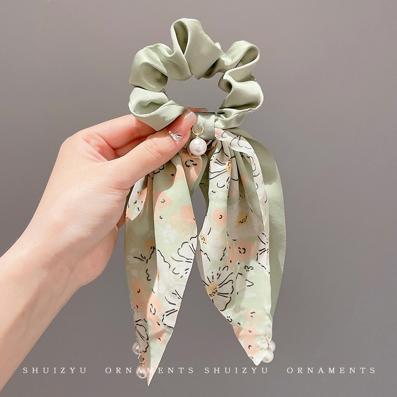 Corea del Sur nueva perla diadema pelo banda floral arco accesorios de pelo cinta pelo cuerda estilo coreano ponytail tocado al por mayor