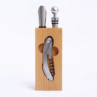 红酒开瓶器套装5件套木质底座 家用葡萄酒启瓶器工具酒具木架批发