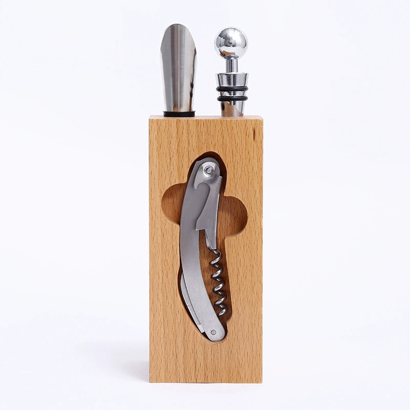 Набор для открывания бутылок из красного вина 5 комплектов деревянных оснований Домашний инструмент для открывания бутылок для вина деревянная стойка оптом