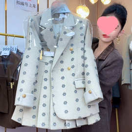 加棉保暖2025秋冬新款女士西装休闲风时尚套装短裙设计师套装828