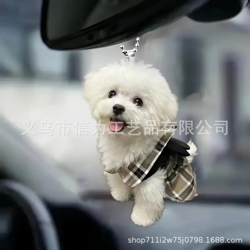 Cross-border nuevo creativo 2D lindos perros de peluche cachorro hombre mochila colgante acrílico colgante de automóvil