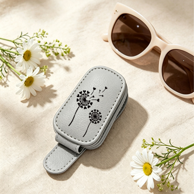 Gray cross-border bestseller sunglasses holder, creative car sun visor storage dandelion car glasses clip