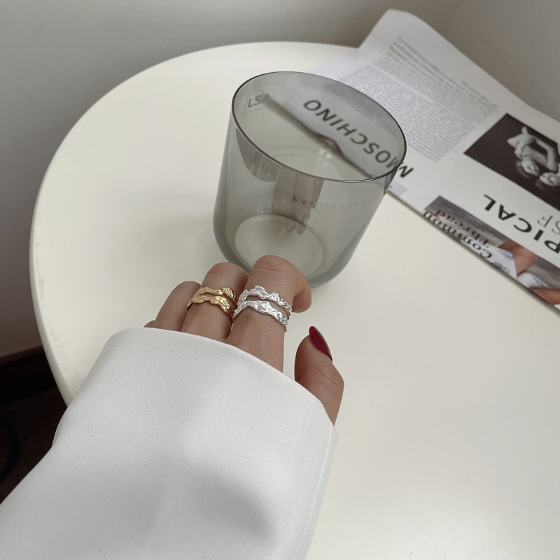 Korean simple personality retro double line S925 silver ring wholesale
