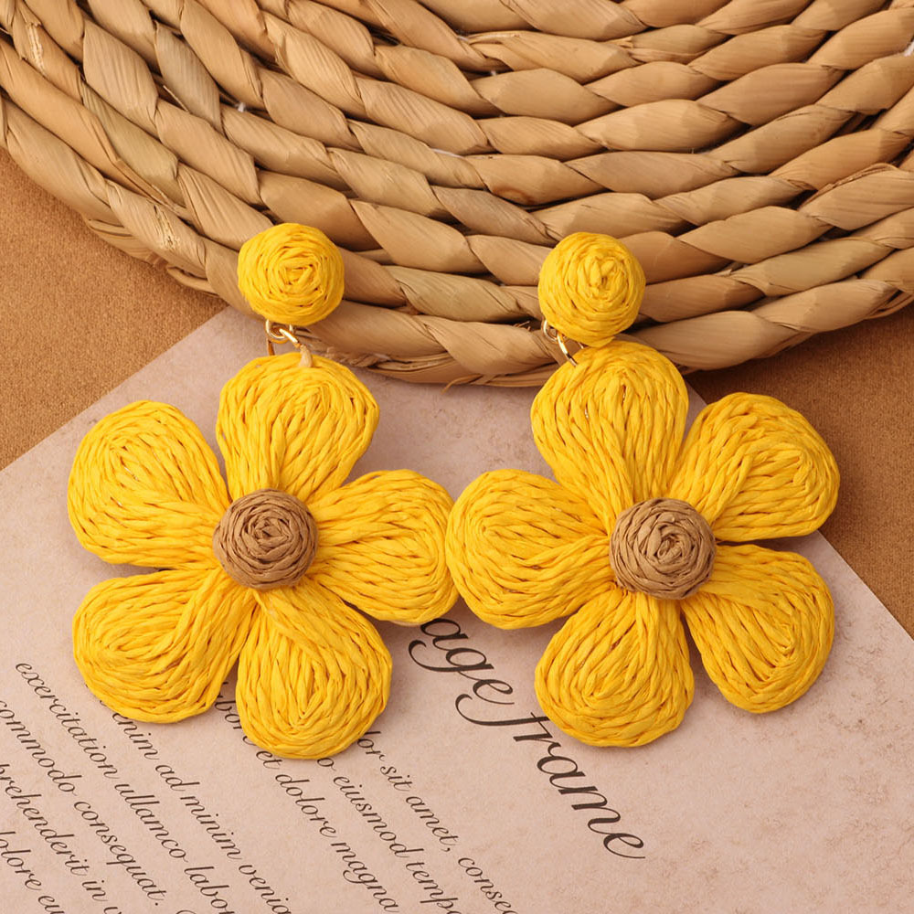 7g Weight 304 Stainless Steel Ear Needle Material Drop Earrings, Ear Studs Classification 1 Pair Quantity Daily Occasion Wood, Straw Material Geometric Pattern All Seasons Season Women's Gender Streetwear Style 1 Pair Streetwear Geometric Wood Straw Drop Earrings Ear Studs 13