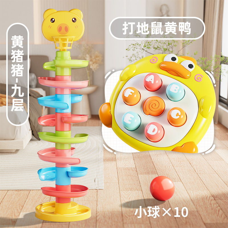 Puzzles infantiles pista divertida diapositiva bebés rolar bola de rolar educación temprana apilar girar diversión padres-hijos torre de juguetes interactivos