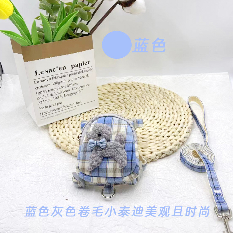 Mochila para mascotas oso de peluche Correa gato perro correa de pecho Cadena de perro cuerda para caminar monedero gato cuerda para caminar