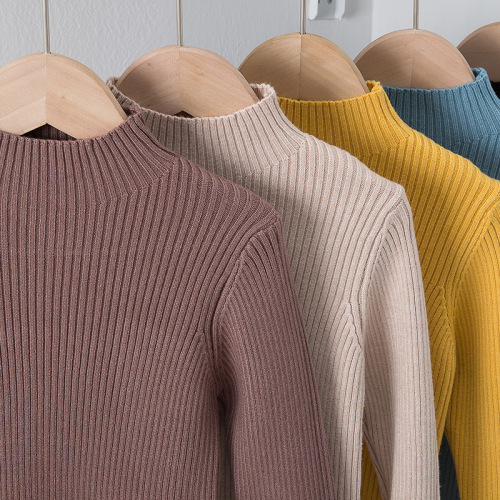 New Fall/Winter Collection: Kids' Boys' Mid-to-High Neck Sweater Base Layer | Knitted Top for Girls