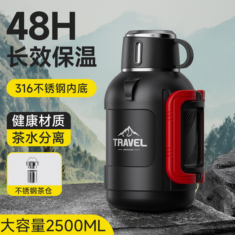 Stainless Steel Thermos Kettle Foldableing Handle Large Capacity Water Kettle Outdoor Car Cold Cup Large Thermos Thermos Kettle