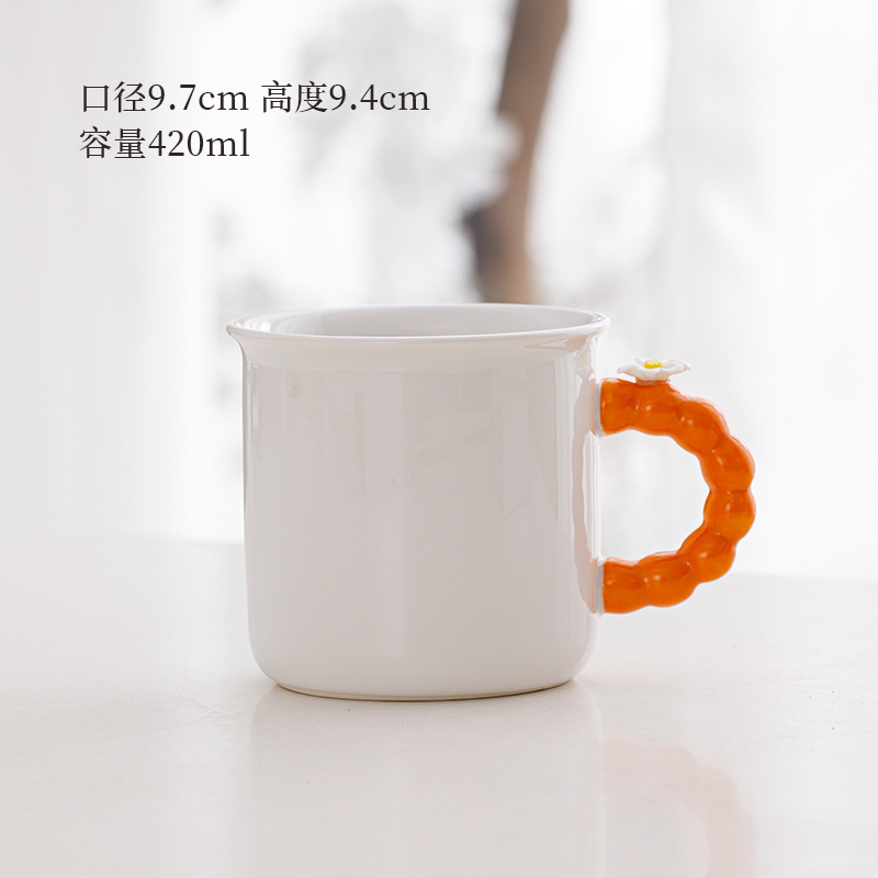 Pequeña taza de flores frescas, simple y elegante taza de oficina de estilo ins, taza de cerámica exquisita de dopamina de alto valor