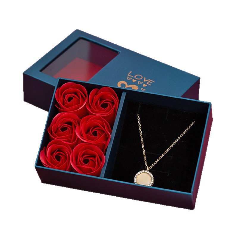 Caja de regalo del festival Qixi Día de San Valentín Flor eterna Caja de joyería Pulsera Pendientes Collar Joyas Caja de embalaje de regalo de cumpleaños