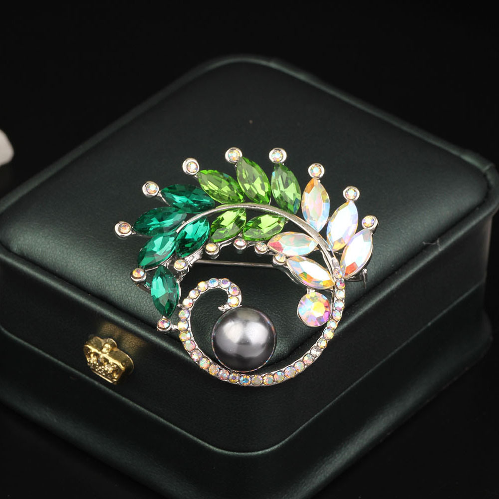 Accessories Blue Sense Suit High-grade Bauhinia Pearl Anti-light Corsage Brooch Cross-border Women's Elegant Pin Personality