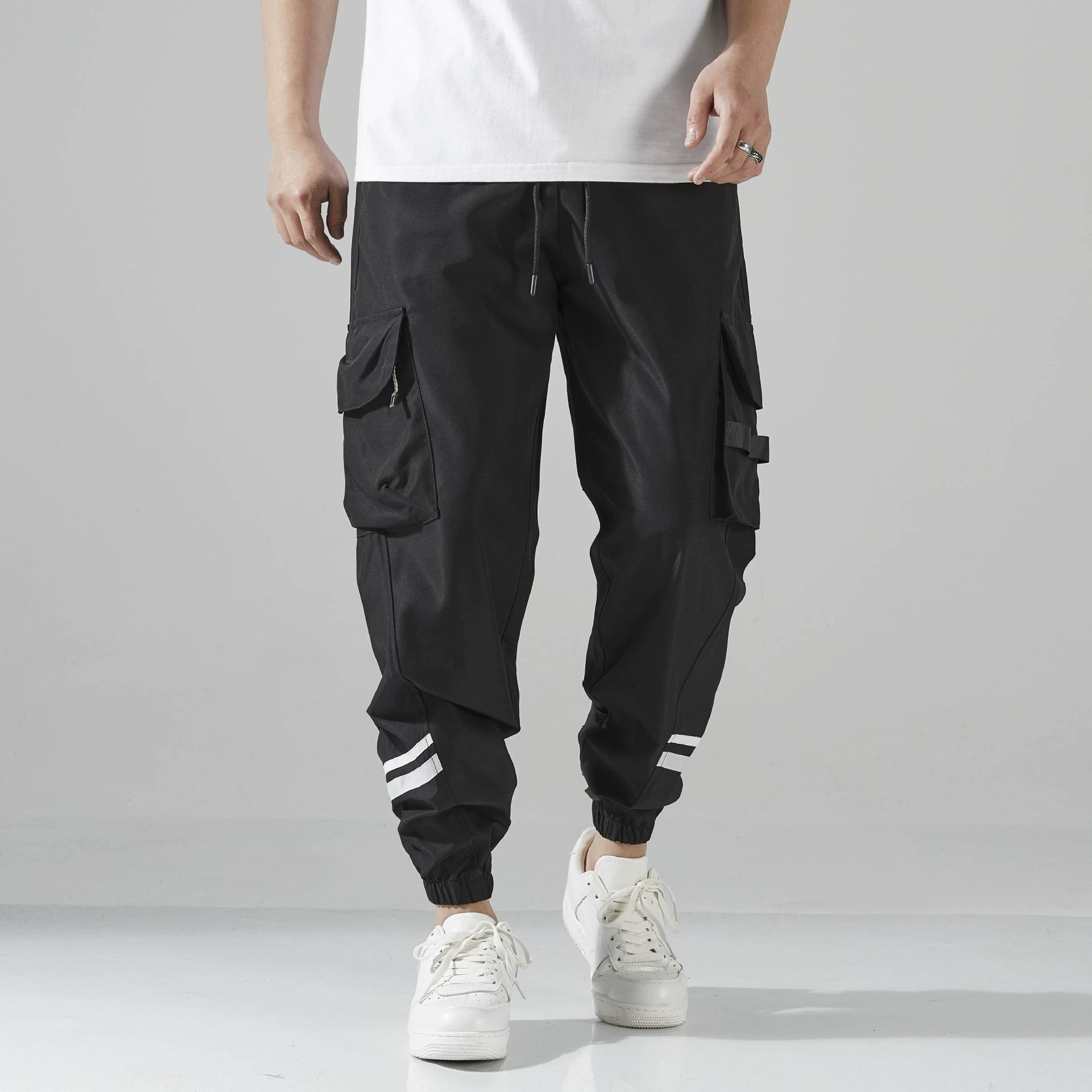 Мужские свободные карго-штаны европейского размера, весна-лето, новые, универсальные, прямые, с множеством карманов, эксклюзивная трансграничная коллекция.