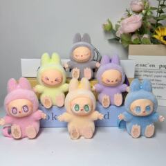 新款坐坐派对系列拉布布labubu植绒发光搪胶脸潮玩公仔盲袋盲盒