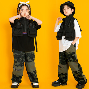 Children's hip-hop trendy clothing boys' suit camouflage hiphop girls' jazz dance clothing hip-hop children's catwalk clothing
