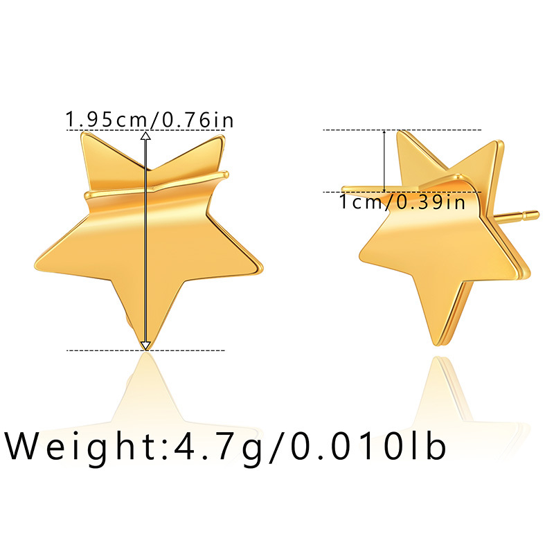 Retro Star Solid Color Copper Plating Ear Studs 1 Pair display picture 1