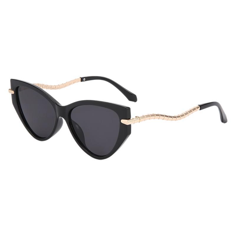 2025 nueva moda europea y americana ojo de gato gafas de sol anti-ultravioleta cadena de decoración de personalidad femenina gafas de sol de moda de alta calidad