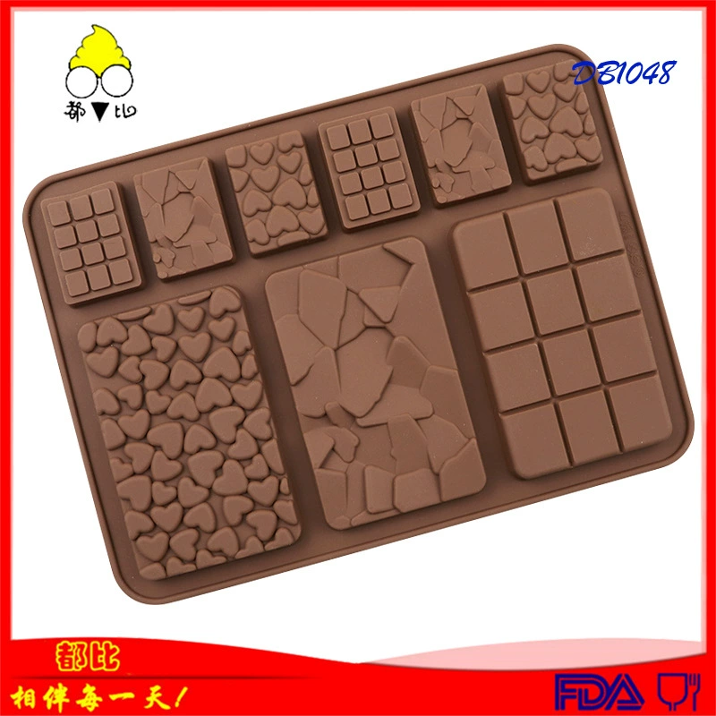 Silicone Chocolate Mold Tray, 9-Pattern Assorted Bars & Hearts, Bake & Handmade Candy