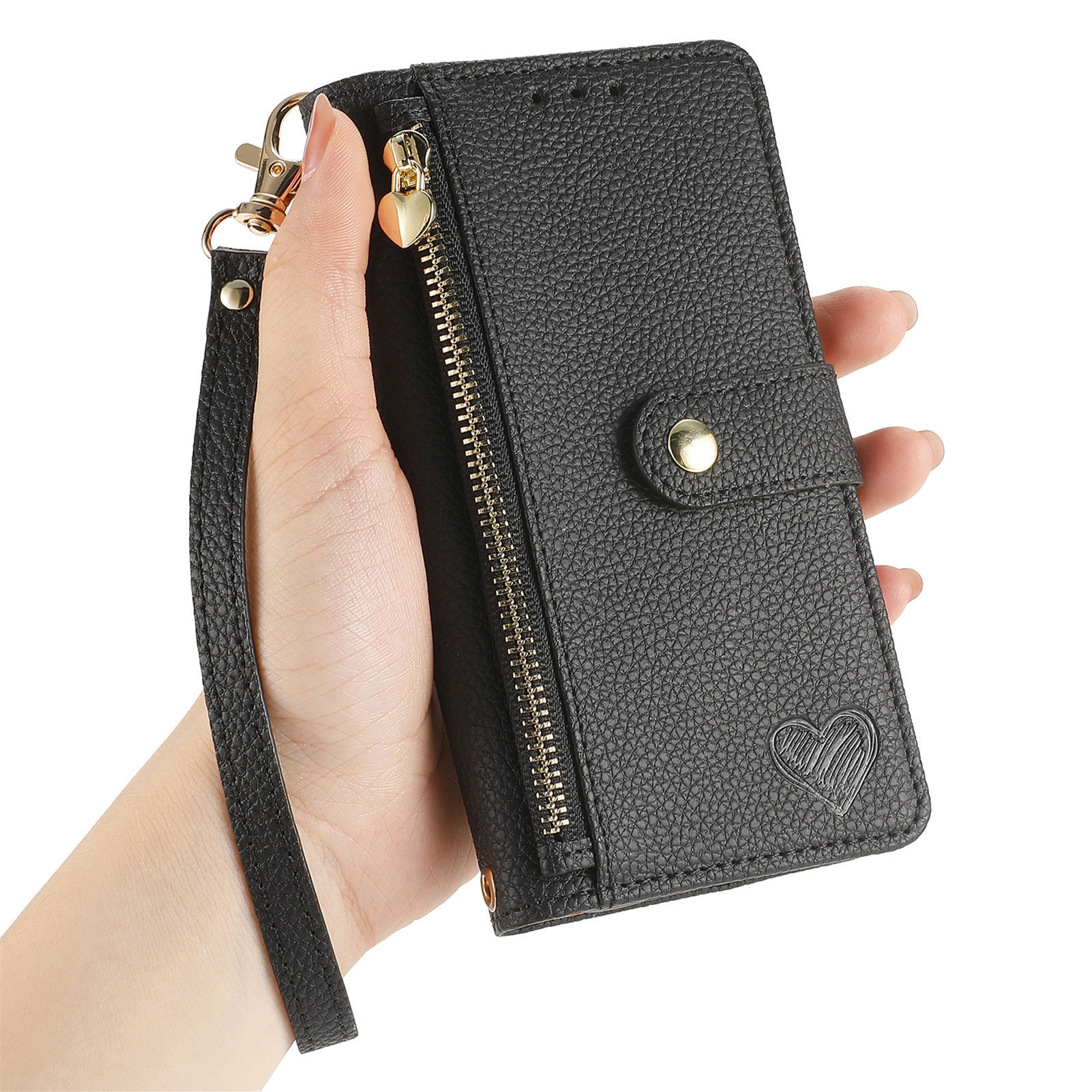 109g Weight iPhone Applicable Brands Phone Cases Classification tpu, Pu Leather Material Heart Shape, Solid Color Pattern Basic Style Heart Shape Solid Color Tpu Pu Leather Wallets 2