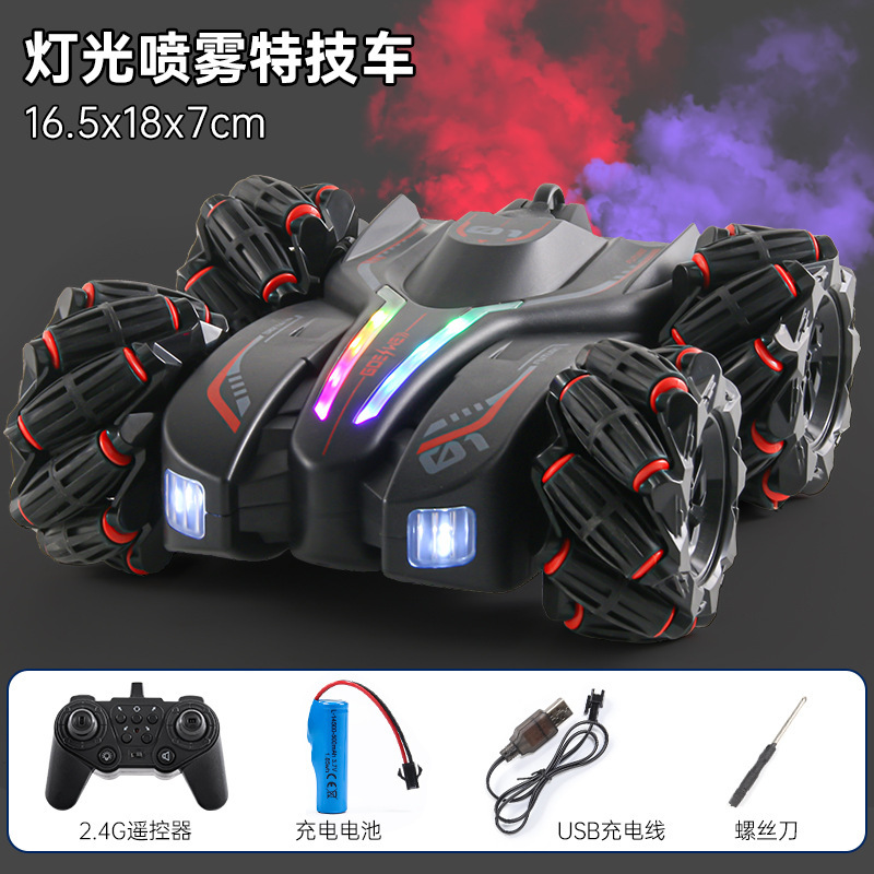 Coche Acrobático de Doble Rociador con Luces y Efectos de Sonido [Rojo] - Control Remoto Único