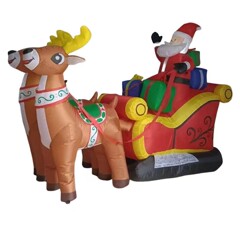 クロスボーダークリスマスインフレータブルサンタクロースと鹿のそりLEDライト発光中庭装飾装飾品