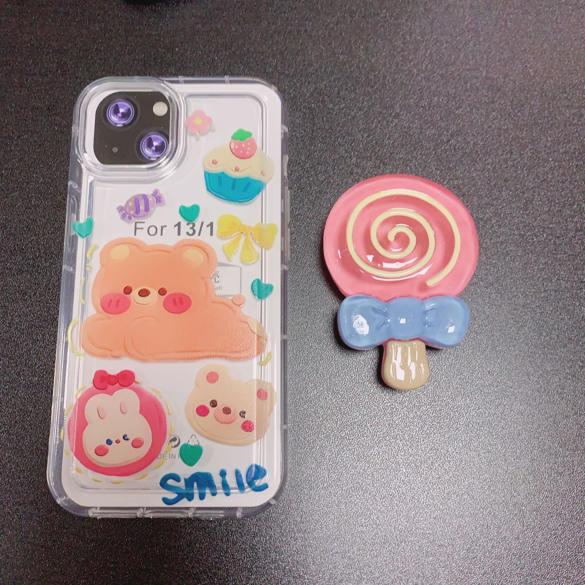 Dibujos animados Yugui perro soporte creativo perezoso airbag telescópico Lollipop soporte epoxi teléfono móvil soporte de escritorio