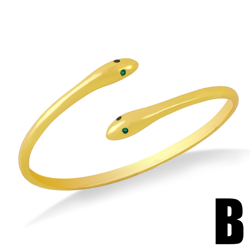 wholesale jewelry punk style snake shape copper inlaid zircon bracelet nihaojewelry