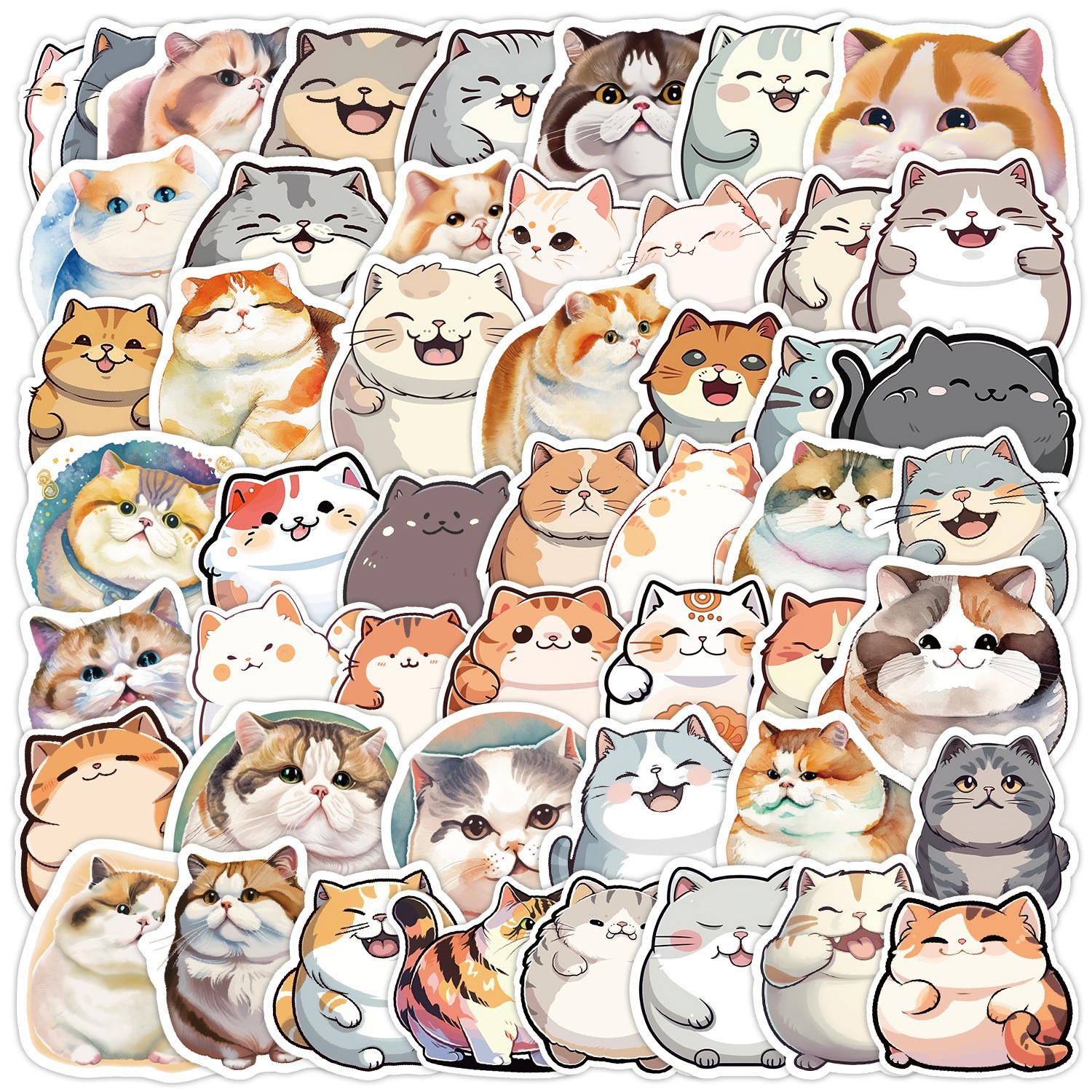 50 lindo gatito pegatinas de dibujos animados ordenador portátil teléfono taza de agua pegatinas cuaderno Diario pegatinas a prueba de agua