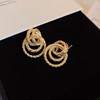 Silver needle, retro metal earrings, flowered, European style, light luxury style, wholesale