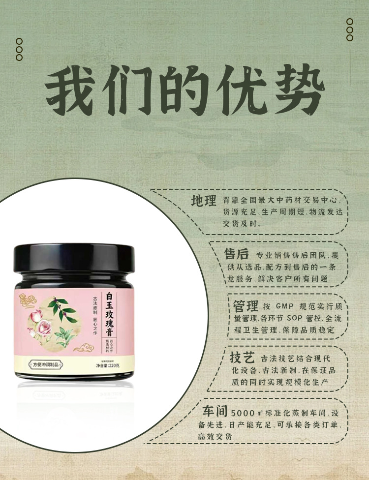 White Jade Rose Paste (Bai Yu Mei Gui Gao) — Steam-Cooked Herbal Paste with Rose, Poria & Yu Zhu preparation