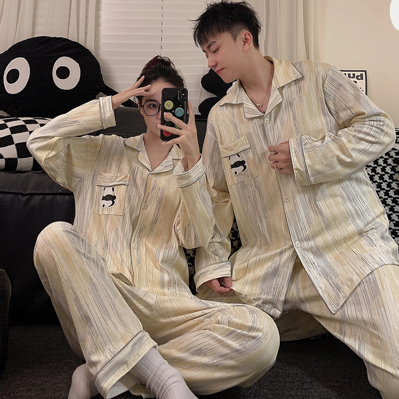 [Exposición de pintura soleada] pijamas de pareja para hombres y mujeres de verano de manga larga de primavera y otoño al aire libre más el tamaño estrella ropa para el hogar invierno