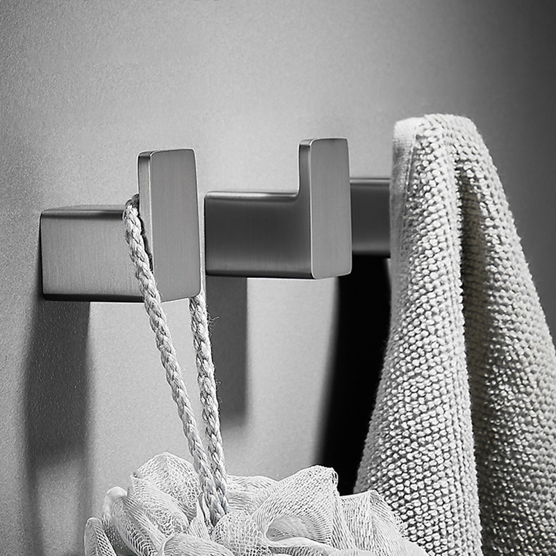One-piece solid all-copper clothes hook gun gray towel hook non-perforated clothes hook bathroom bathroom hotel coat hook