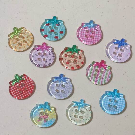 Spring and summer new tomato printed transparent button diy hairpin mobile phone case decorative clothing hole shoes with wholesale