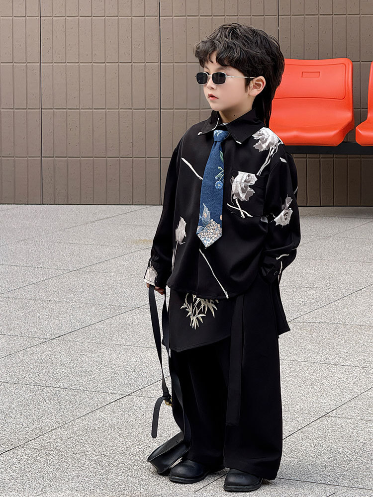 Осенняя детская рубашка для мальчиков, в корейском стиле, короткий рукав, в западном стиле, детская одежда