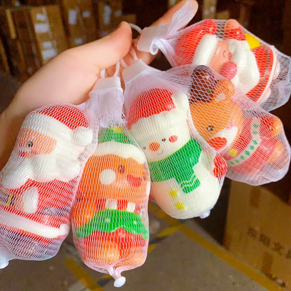 圣诞卡通捏捏乐解压高颜值玩具小红书同款网兜发泄挂件儿童小玩具