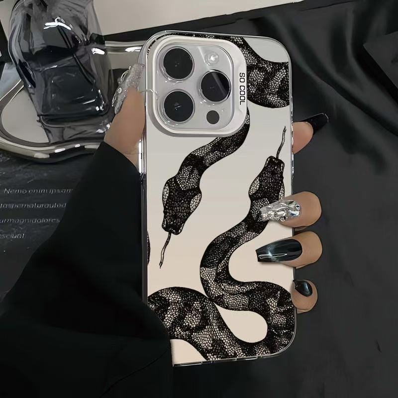 Nueva funda para teléfono móvil iphone16 aplicable europea y americana 11 Apple 15promax/14 Dark Snake 13pro12 personalidad