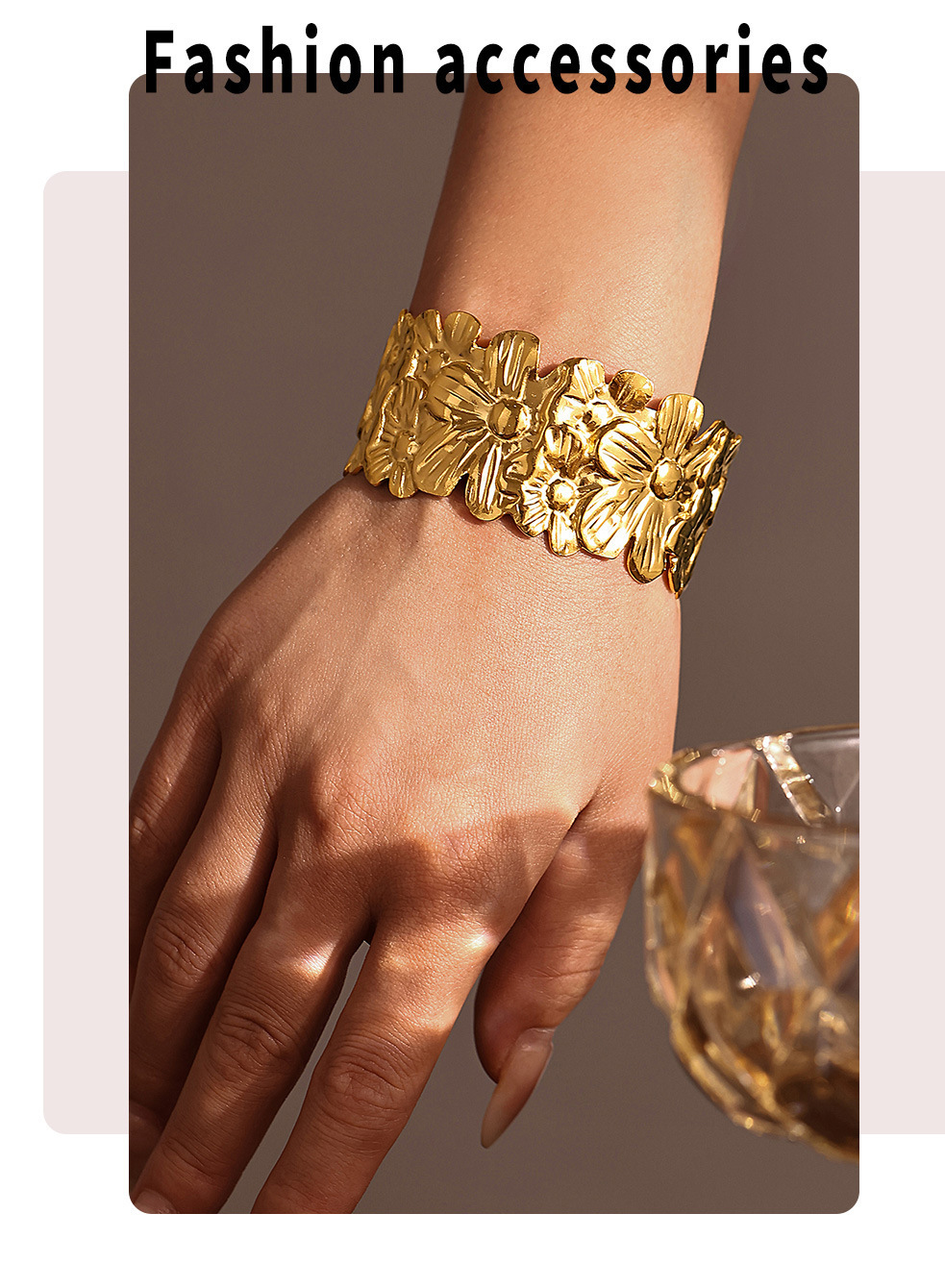 Einfacher Stil Blume Edelstahl 304 18 Karat Vergoldet Armreif In Masse display picture 12