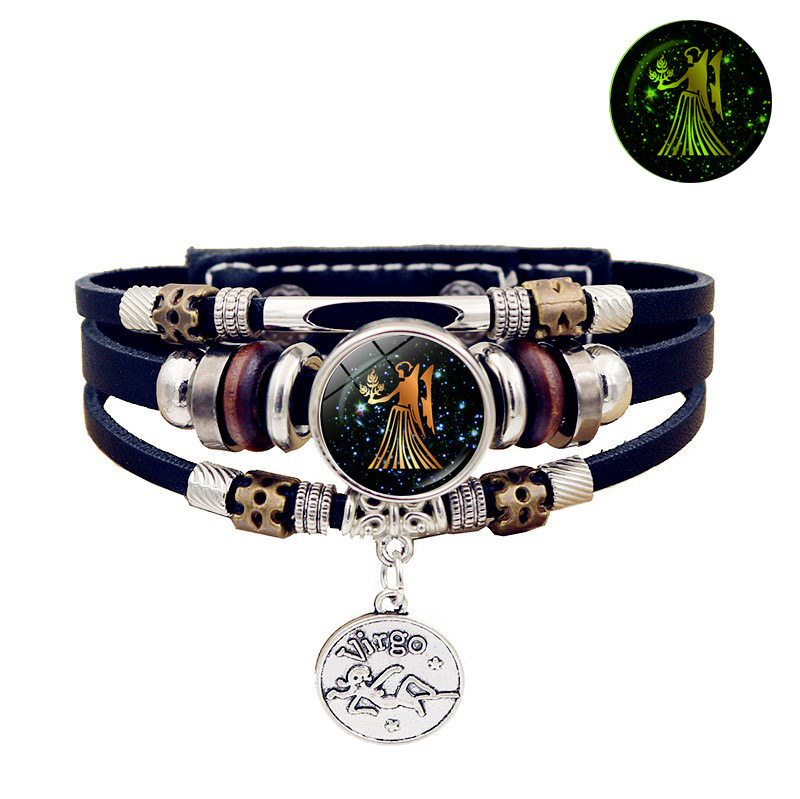 Fashion Constellation Pu Leather Glass Unisex Bracelets