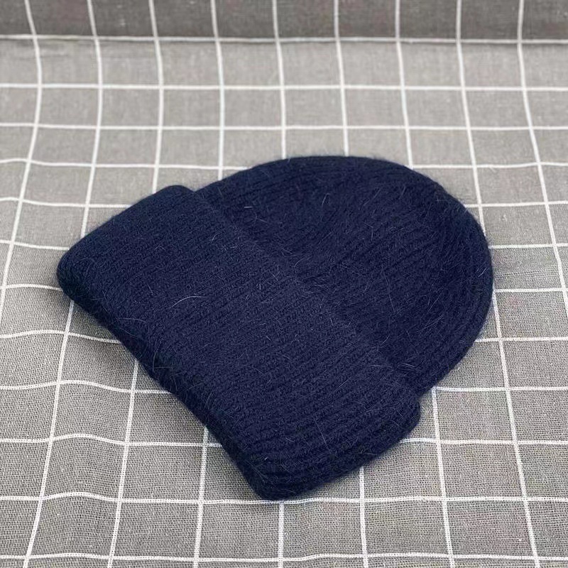 Piel de conejo engrosada sombrero de lana para las mujeres de moda Corea del Sur ins moda Otoño e Invierno japonés frío sombrero cálido Jersey rizado sombrero de punto