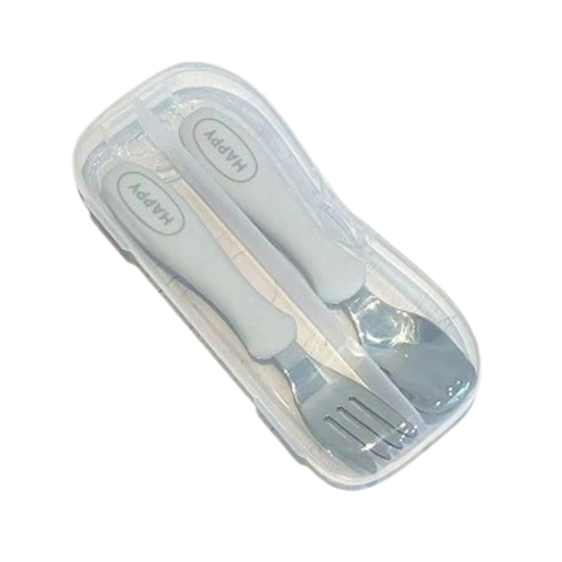 라이트 gray-316L 스틸 [해피] 포크 스푼 저장 상자