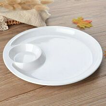 密胺仿瓷餐具商用饺子盘带醋碟酱水饺盘菜盘寿司盘家用子母盘