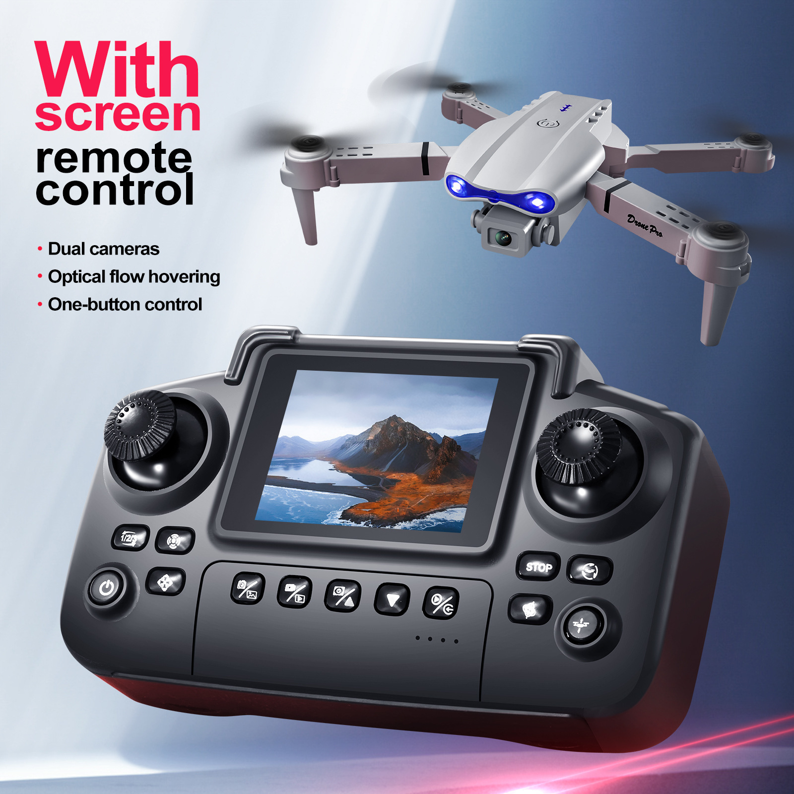 Dron Cuadricóptero con Doble Cámara E99D de Plástico Plegable con Control Remoto