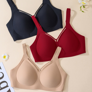 New Spring and Summer Ice Silk Seamless High-End Back Button Design Scheming Hollow Sexy and Comfortable Push-Up Women's Bra