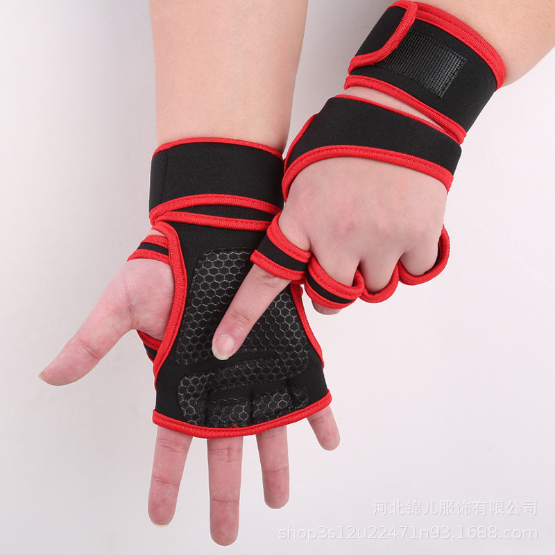 Cross-Border Fitness Gloves for Men and Women, Silicone Palm Wrist Guards, Compression Half-Finger Equipment, Weightlifting Yoga Sports Gloves Wholesale