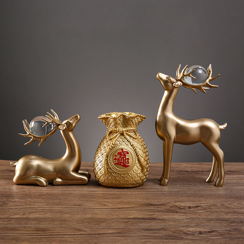 Lucky Deer Living Room Wine Cabinet Decorative Ornaments Home Entrance TV Cabinet Desk Creative Modern Light Luxury Crafts