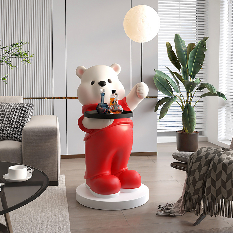 Oso grande sala de estar piso decoración TV gabinete mesa de café lateral decoración del hogar mesa de café luz apertura Año nuevo regalo de inauguración