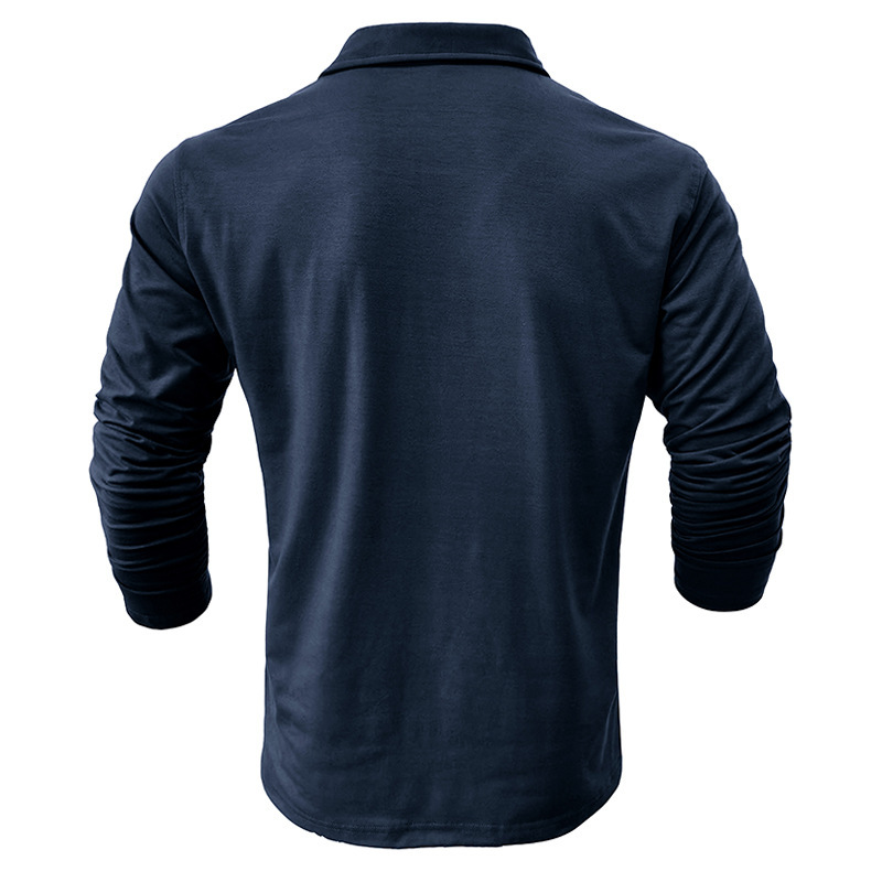 Men's Polo Shirt Long Sleeve Solid Colour Autumn Winter Style_voghion.com