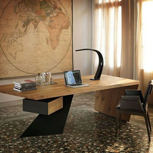 Loft solid wood American executive office desk, modern minimalist large desk, boss desk, creative desk, iron computer desk